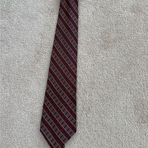 Paul Fredrick Burgundy and Gray Striped Tie